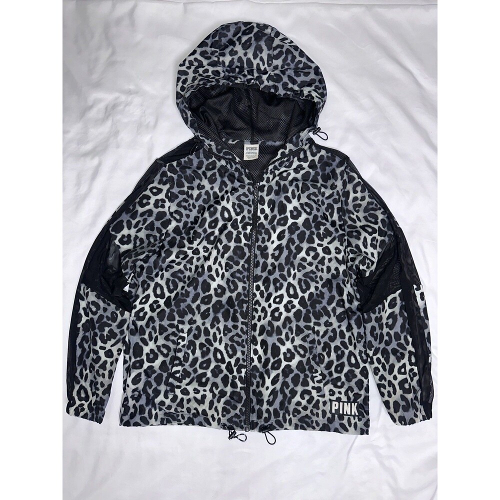PINK Victoria’s Secret XS Track Jacket Snow Leopard Print Windbreaker Swisher